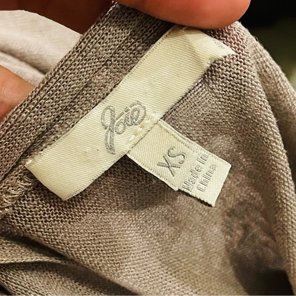 Joie Linen Silk Blend Oversized Blouse Size XS Tan Brown Mushroom Taupe - Picture 10 of 10